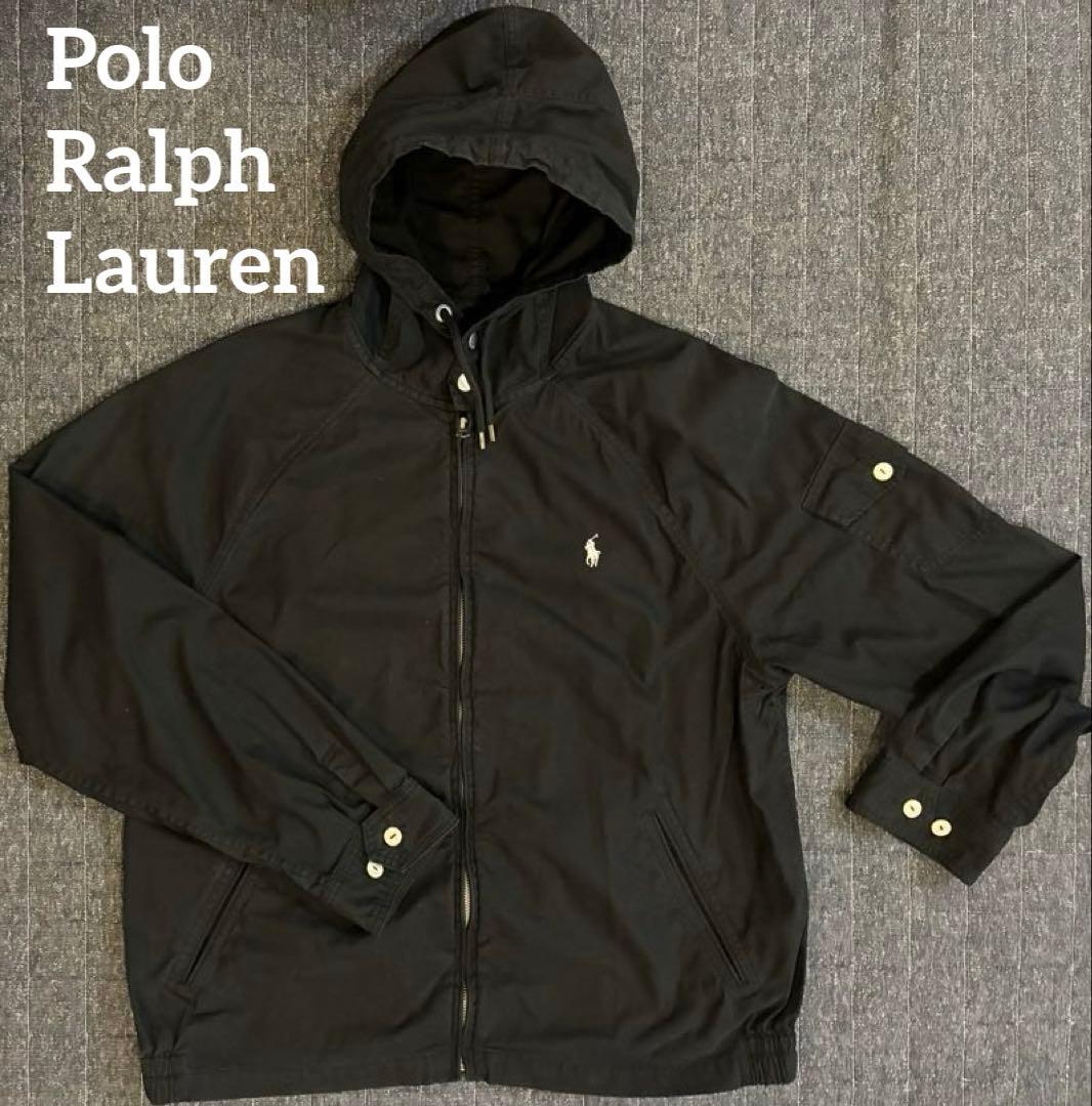 ラルフローレン フーデッド　ジップアップジャケット　ブラック　白ポニー　現行