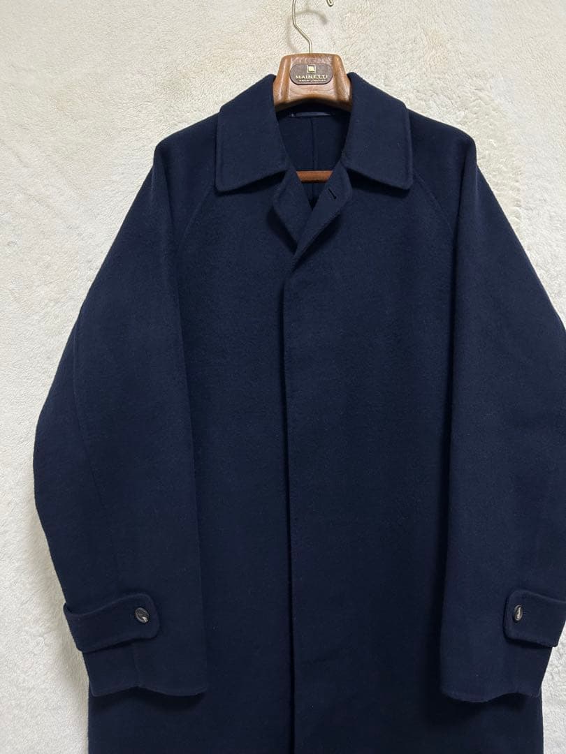【美品】UNITED ARROWS メンズ ウール ステンカラーコート L 紺