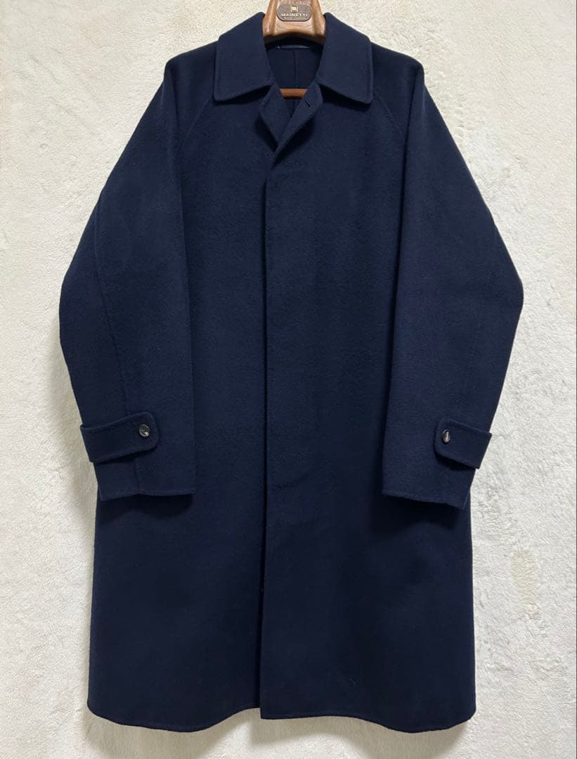 【美品】UNITED ARROWS メンズ ウール ステンカラーコート L 紺