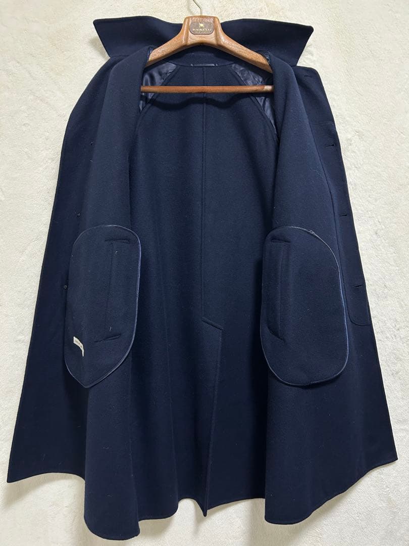 【美品】UNITED ARROWS メンズ ウール ステンカラーコート L 紺