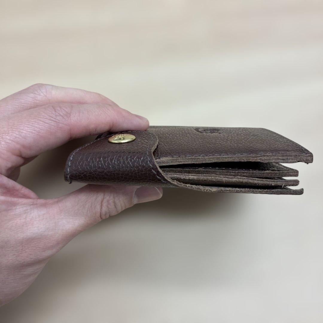 美品　イルビゾンテ　折り財布　オールレザー　ロゴ刻印　ダークブラウン