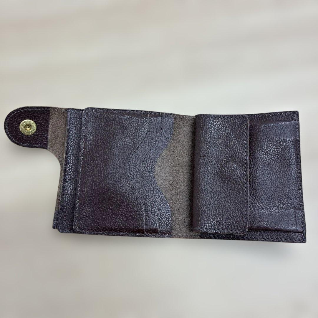 美品　イルビゾンテ　折り財布　オールレザー　ロゴ刻印　ダークブラウン