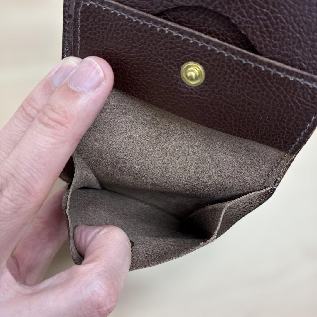 美品　イルビゾンテ　折り財布　オールレザー　ロゴ刻印　ダークブラウン