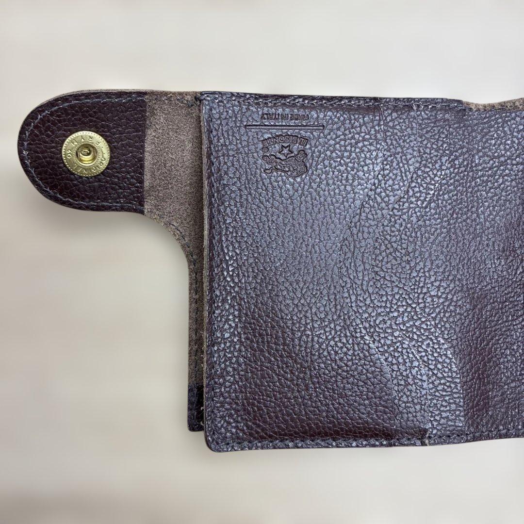 美品　イルビゾンテ　折り財布　オールレザー　ロゴ刻印　ダークブラウン