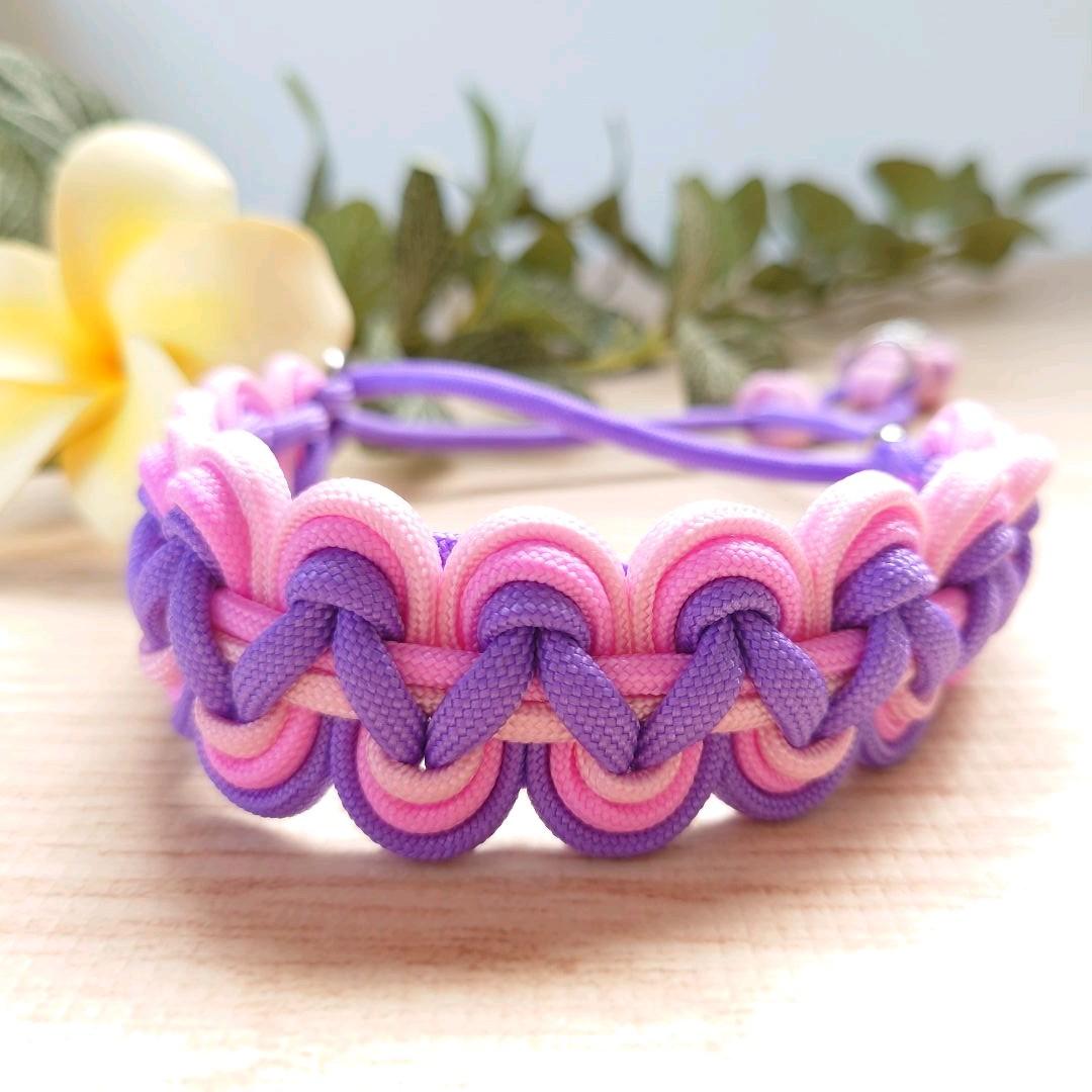 パラコードリード＆パラコード首輪　ハーフチョーク　大きめパールビーズ　№041