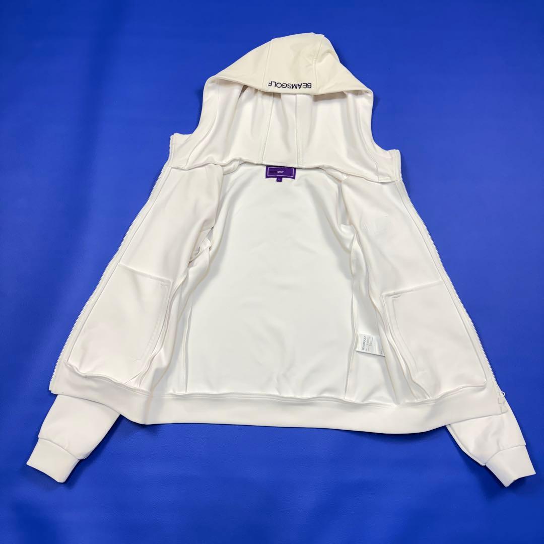 ビームスゴルフ　ダンボール フルジップ ストレッチ　パーカー　L 白　異素材