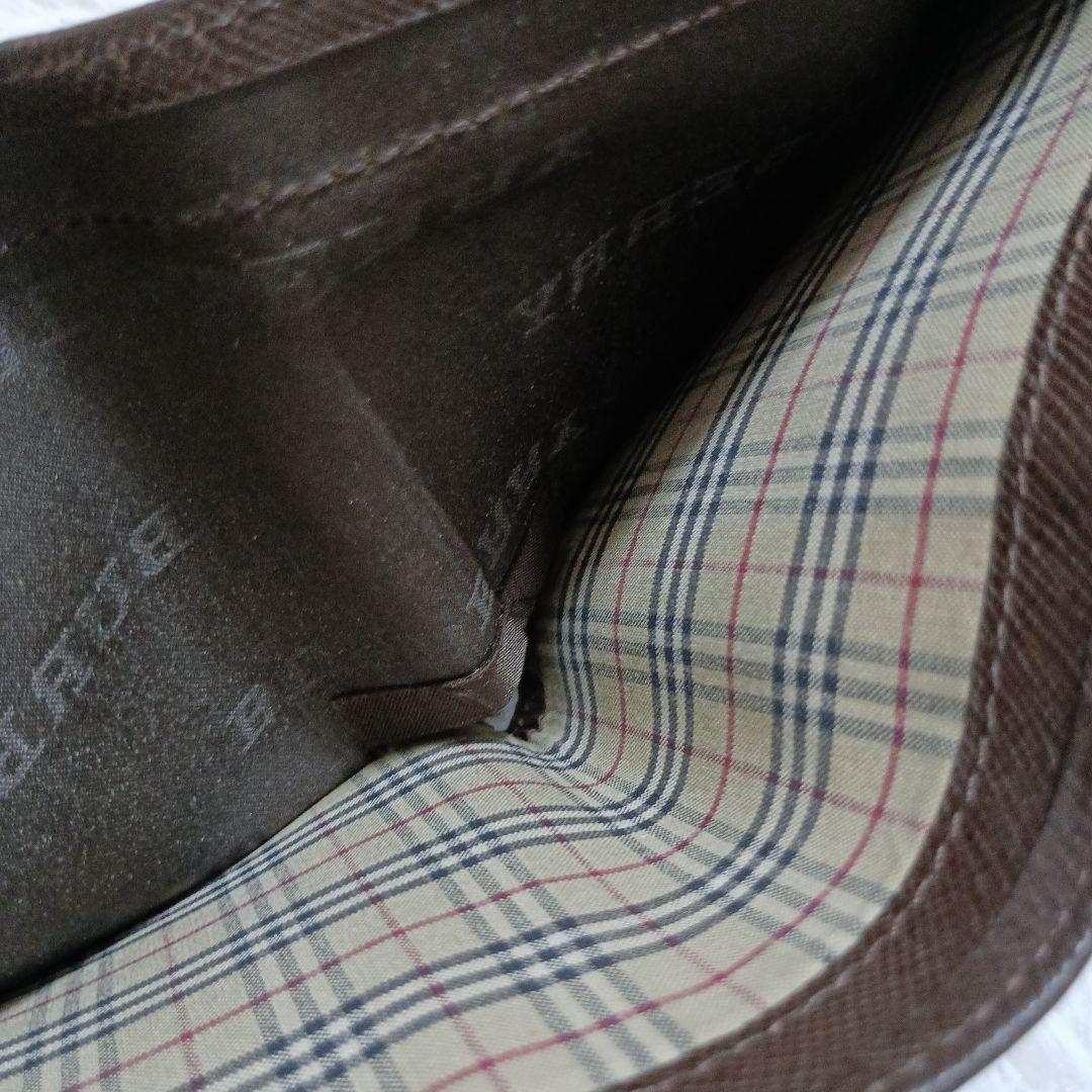 BURBERRY　バーバリー　二つ折り財布　レザー　ダークブラウン　ノバチェック