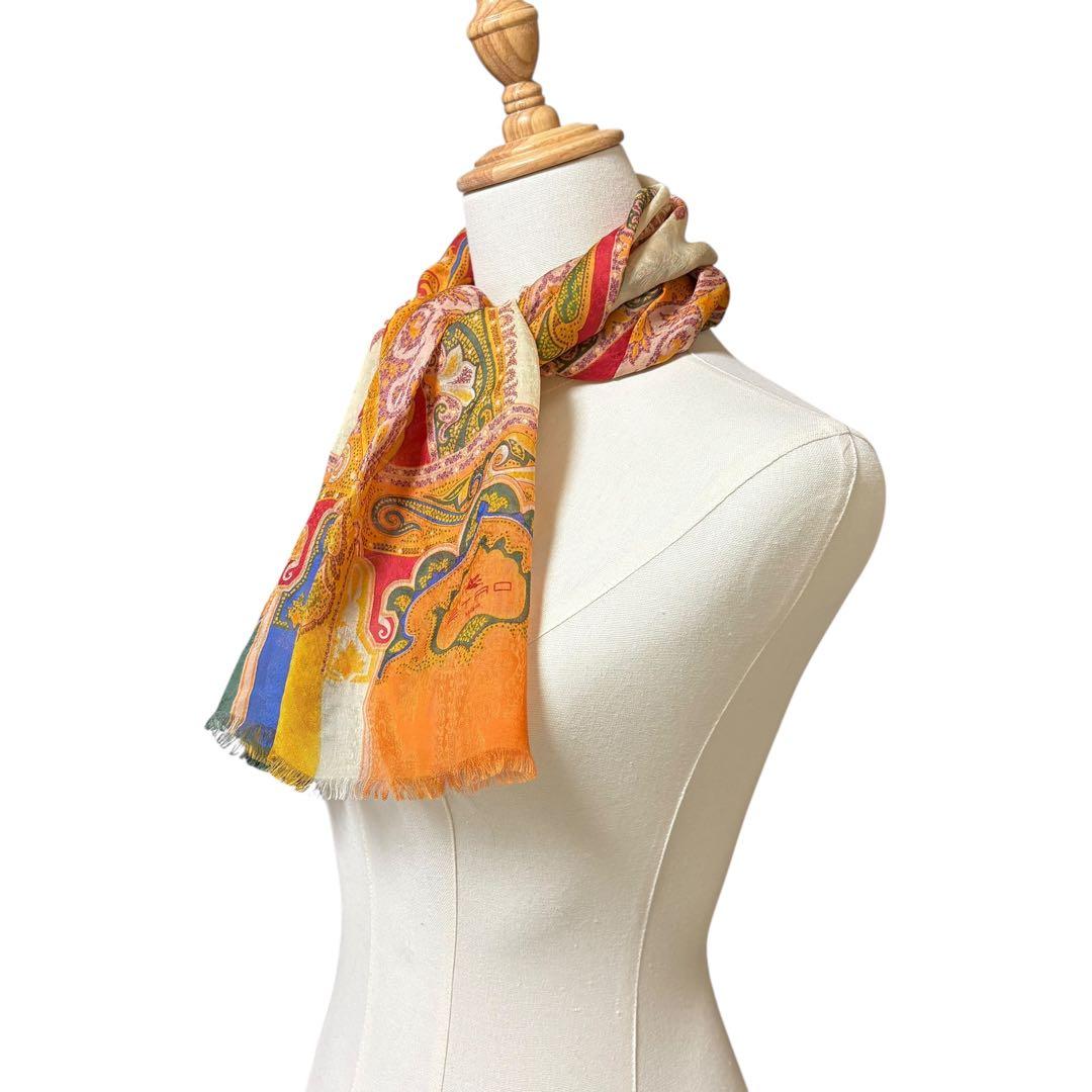 ETRO エトロ シルク100% ペイズリー 長方形 ストール