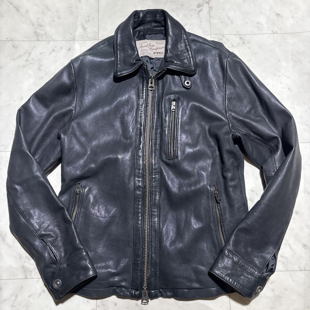 AVIREX ブラック シングルライダースジャケット M ブラック　レザー