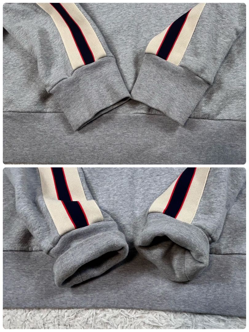 【希少XL/極美品】グッチ サイドロゴテープ ジップパーカー グレー イタリア製