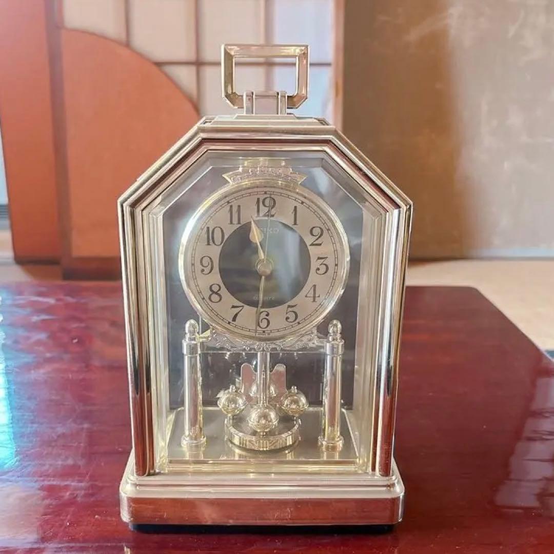 骨董品 時計 SEIKO 回転飾りつき からくり時計