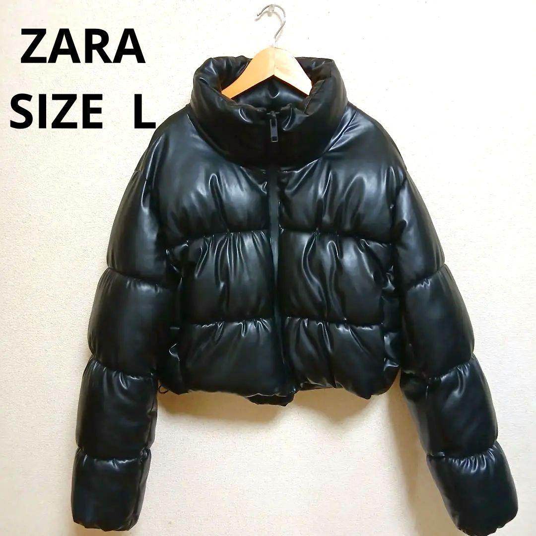 ZARA　ザラ　レザーダウン　ショート　ジャケット　ブラック　L