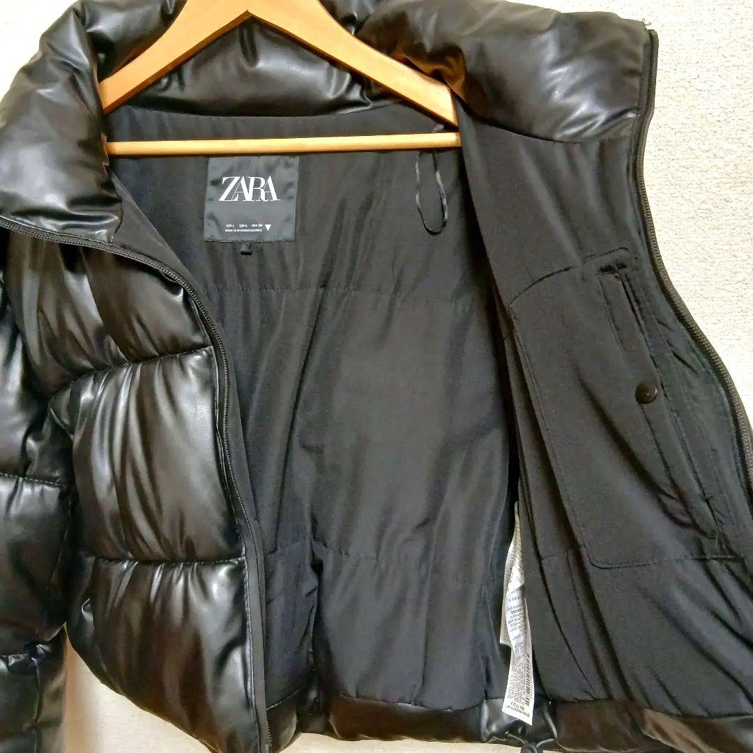 ZARA　ザラ　レザーダウン　ショート　ジャケット　ブラック　L