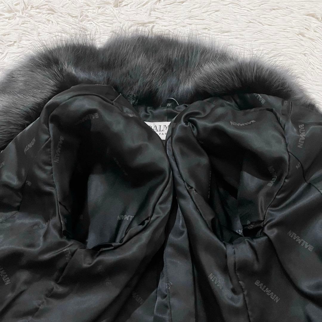 ✨美品✨バルマン　ラムレザージャケット　フォックスファー　裏地総柄　11 Ｌ　黒