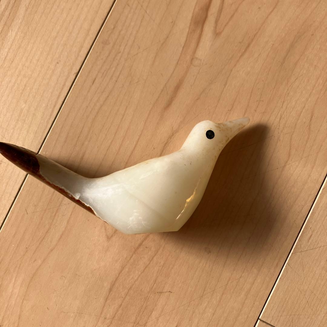 石製 鳥型装飾品 白茶