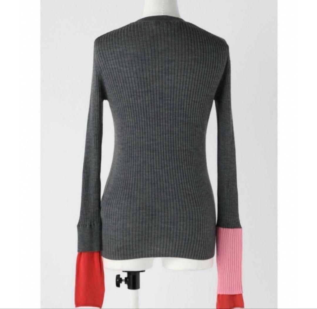 エンフォルド ニット グレー ピンク LAYERD RIB PULLOVER