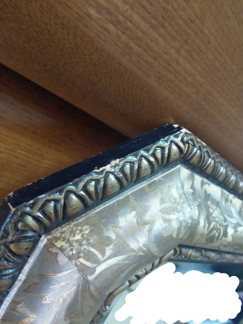 アンティーク風　鏡　八角形　風水