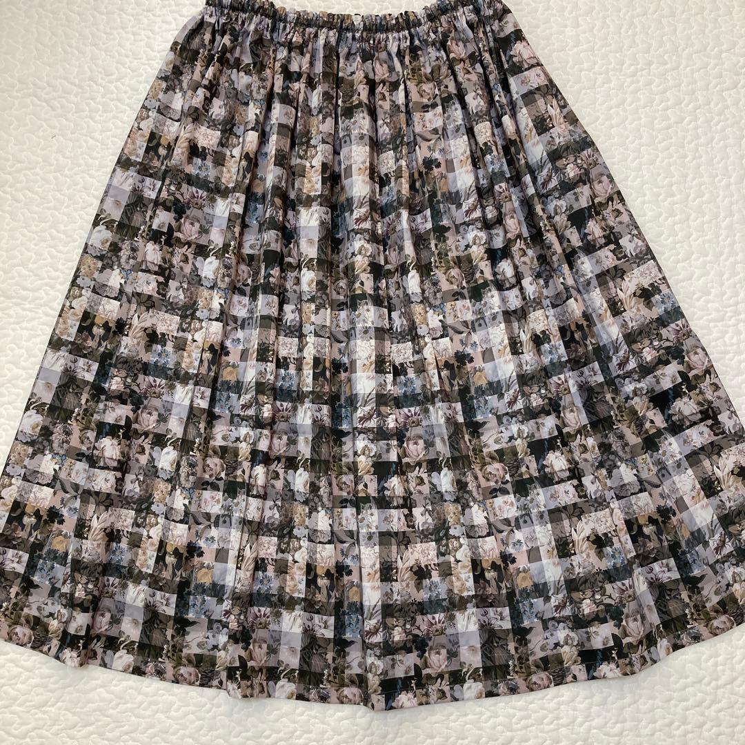 アーカイブギンガム　ギャザーフリル　スカート　ハンドメイド