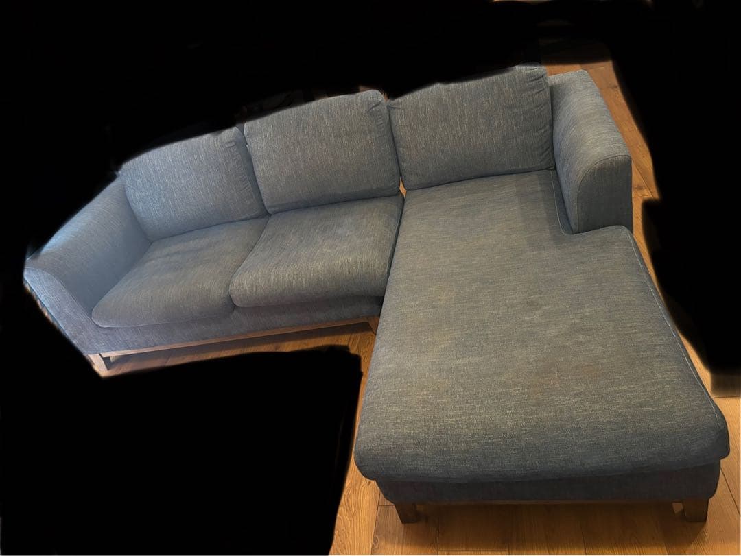 送料込　RELAX FORM ブルーデニム L字型ソファ