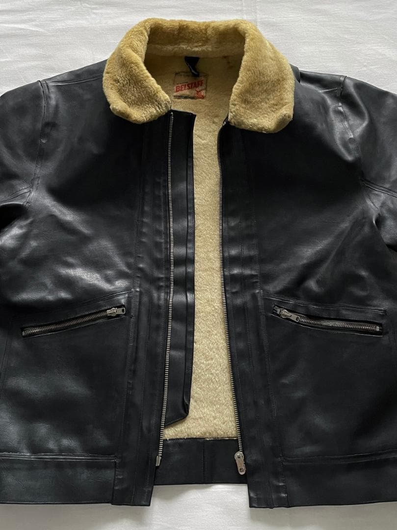 40s BELSTAFF ベルスタッフ PVC ボア ライダース ジャケット