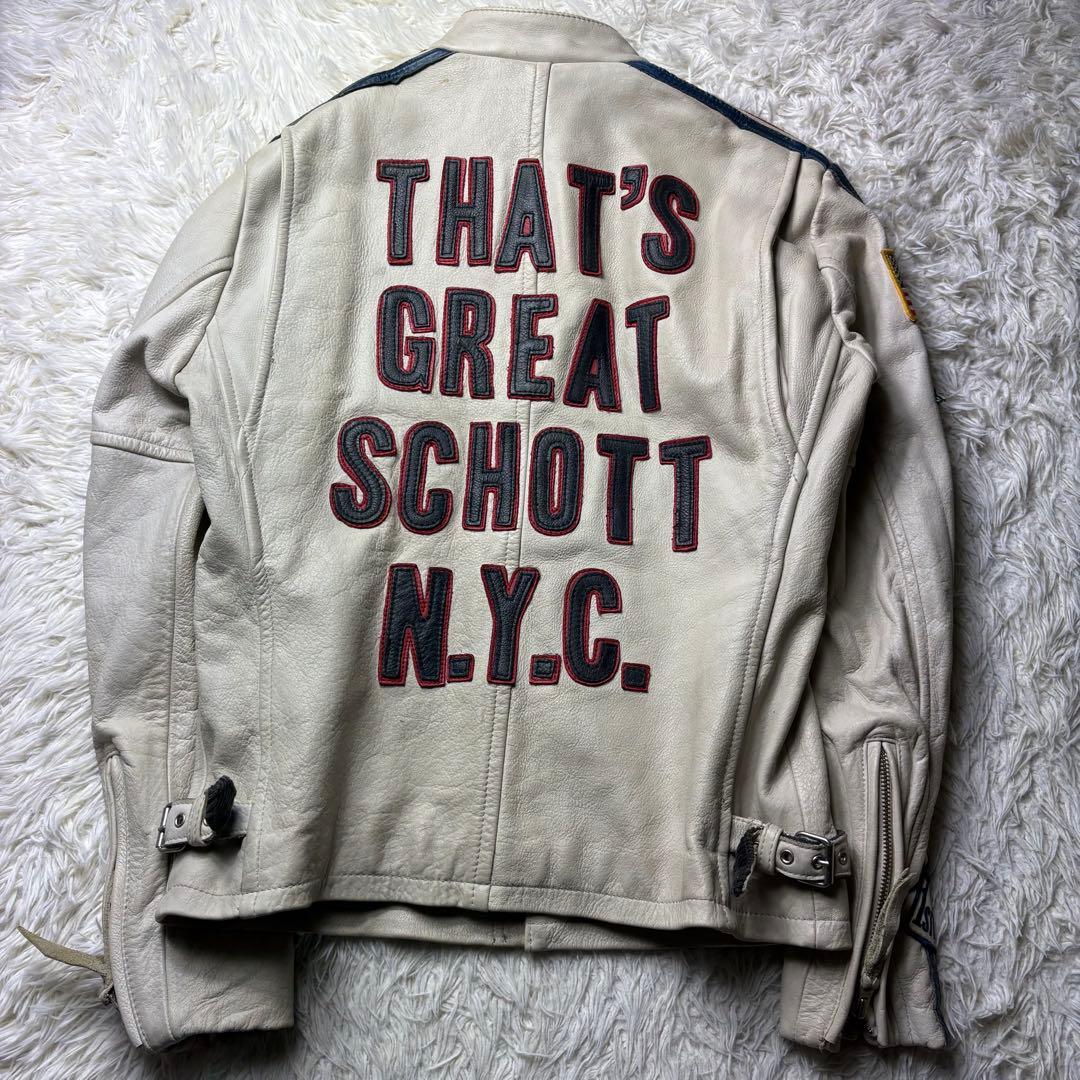 希少　schott クラシックレーサー　ライダースジャケット　ワッペンカスタムM