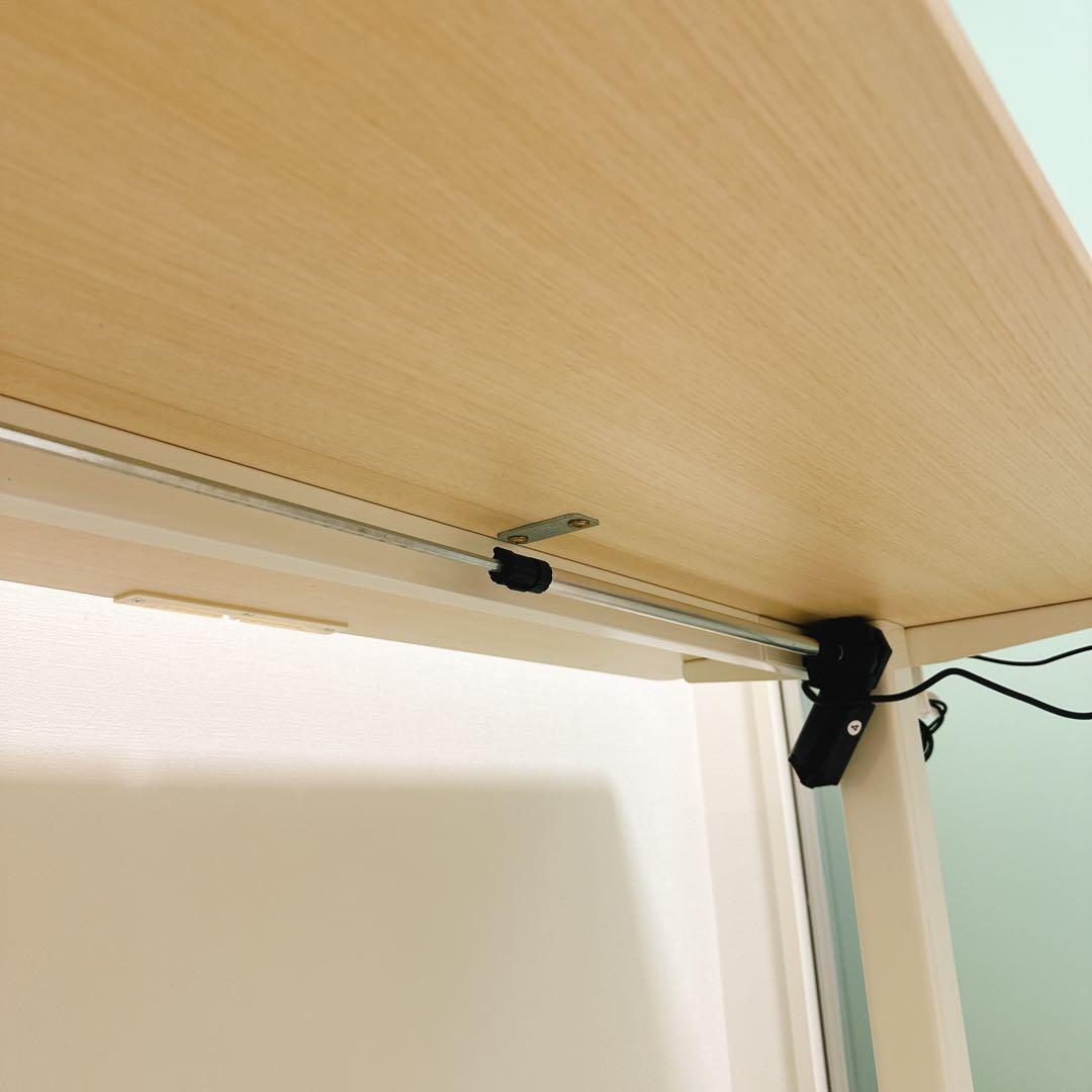 美品　昇降式デスク ロータイプ　幅120cm パソコンデスク　収納フック付き