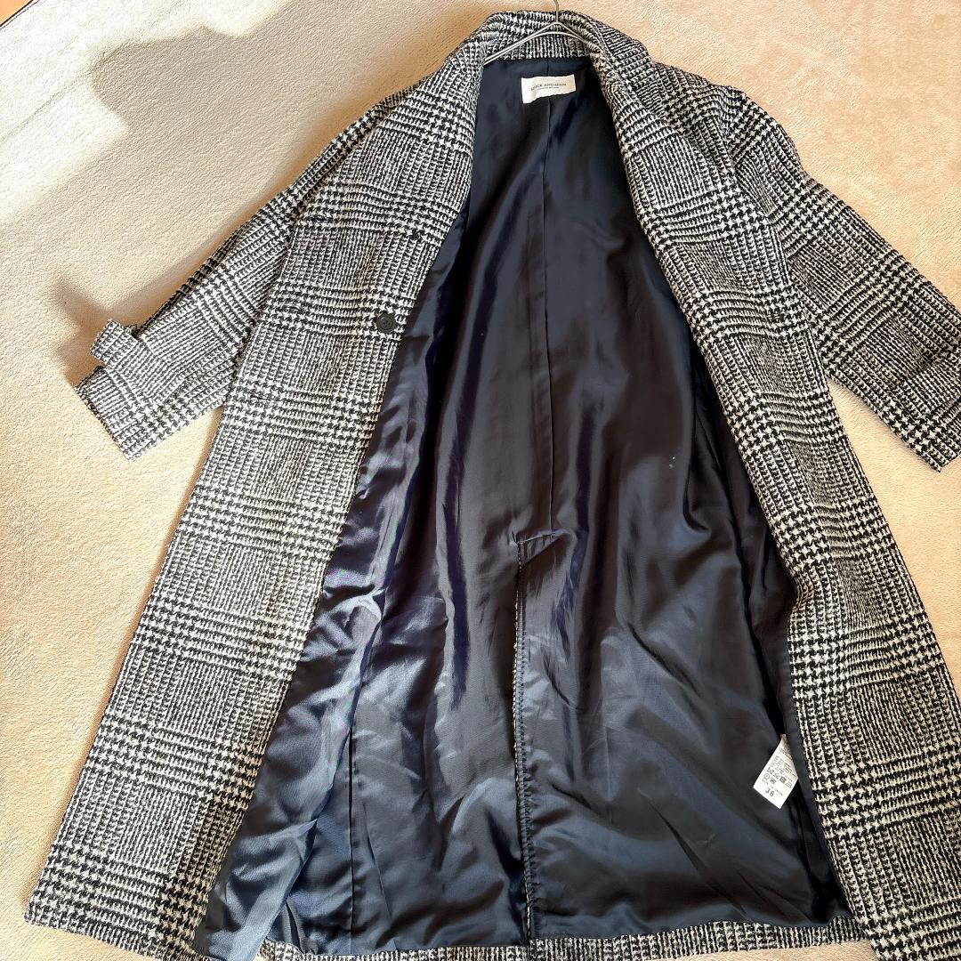 美品スピックアンドスパン⭐️チェック シルク混 ウールチェスターコート 36