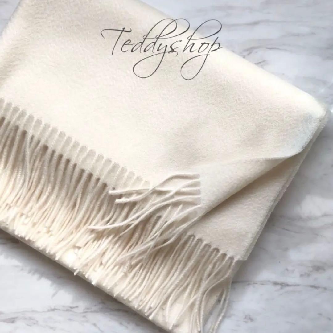 極上カシミヤ100%☆大判 ストール☆ ミルキーホワイト