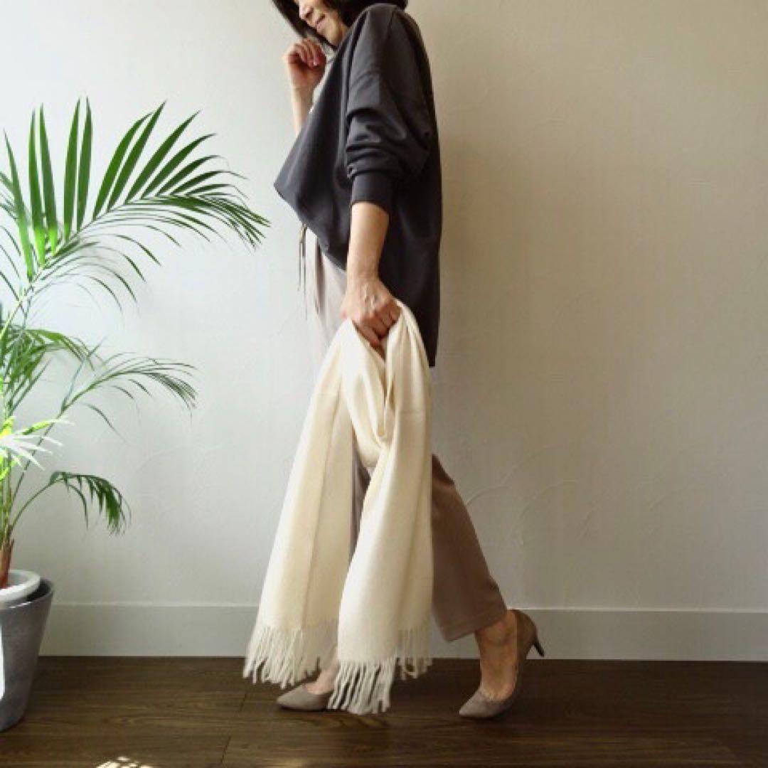 極上カシミヤ100%☆大判 ストール☆ ミルキーホワイト