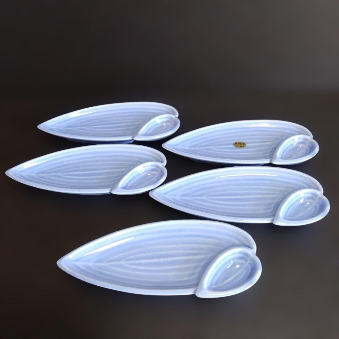 新品 三川内焼 智山窯 リーフ型皿5枚　料亭　懐石料理　レストラン