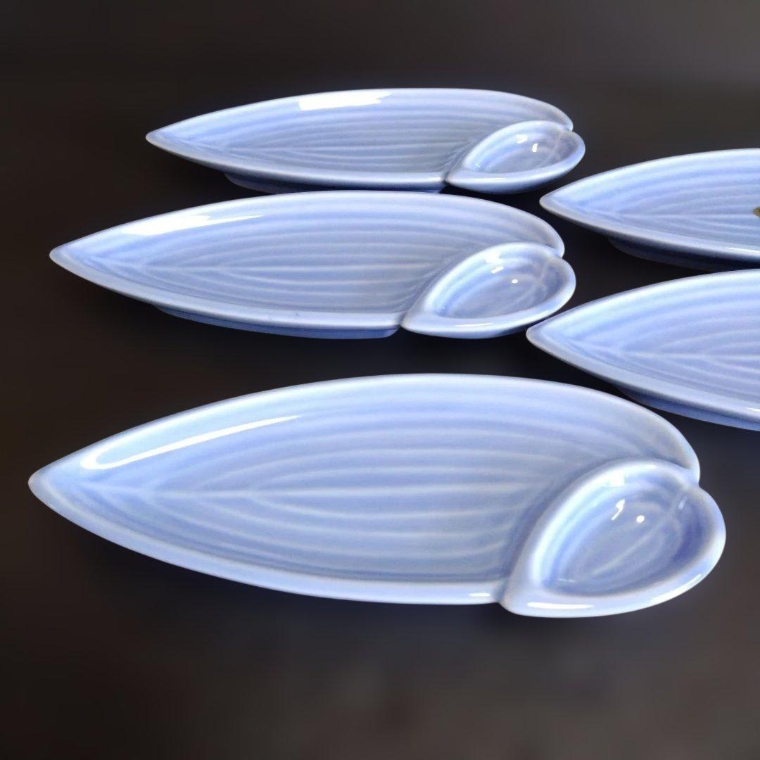 新品 三川内焼 智山窯 リーフ型皿5枚　料亭　懐石料理　レストラン