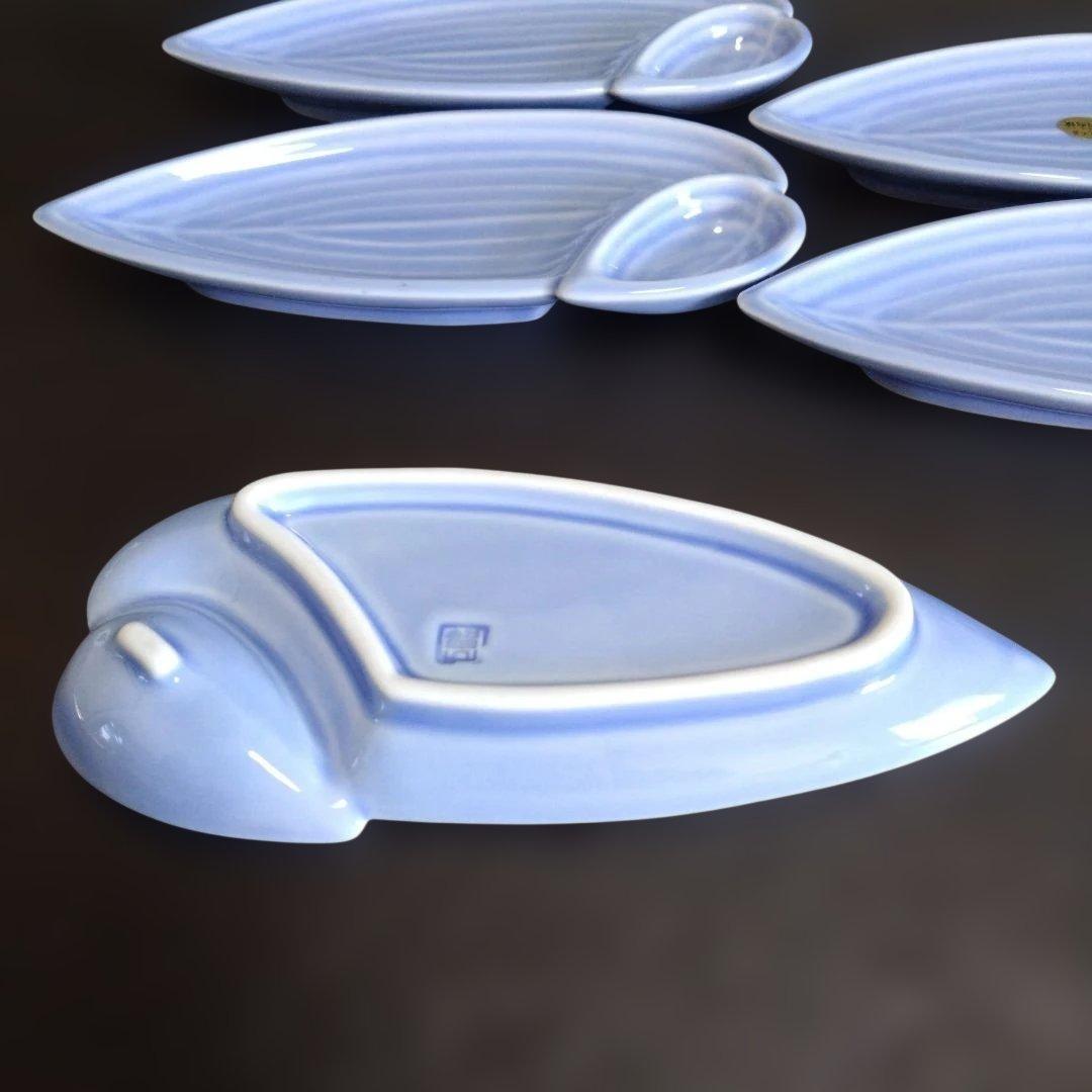 新品 三川内焼 智山窯 リーフ型皿5枚　料亭　懐石料理　レストラン