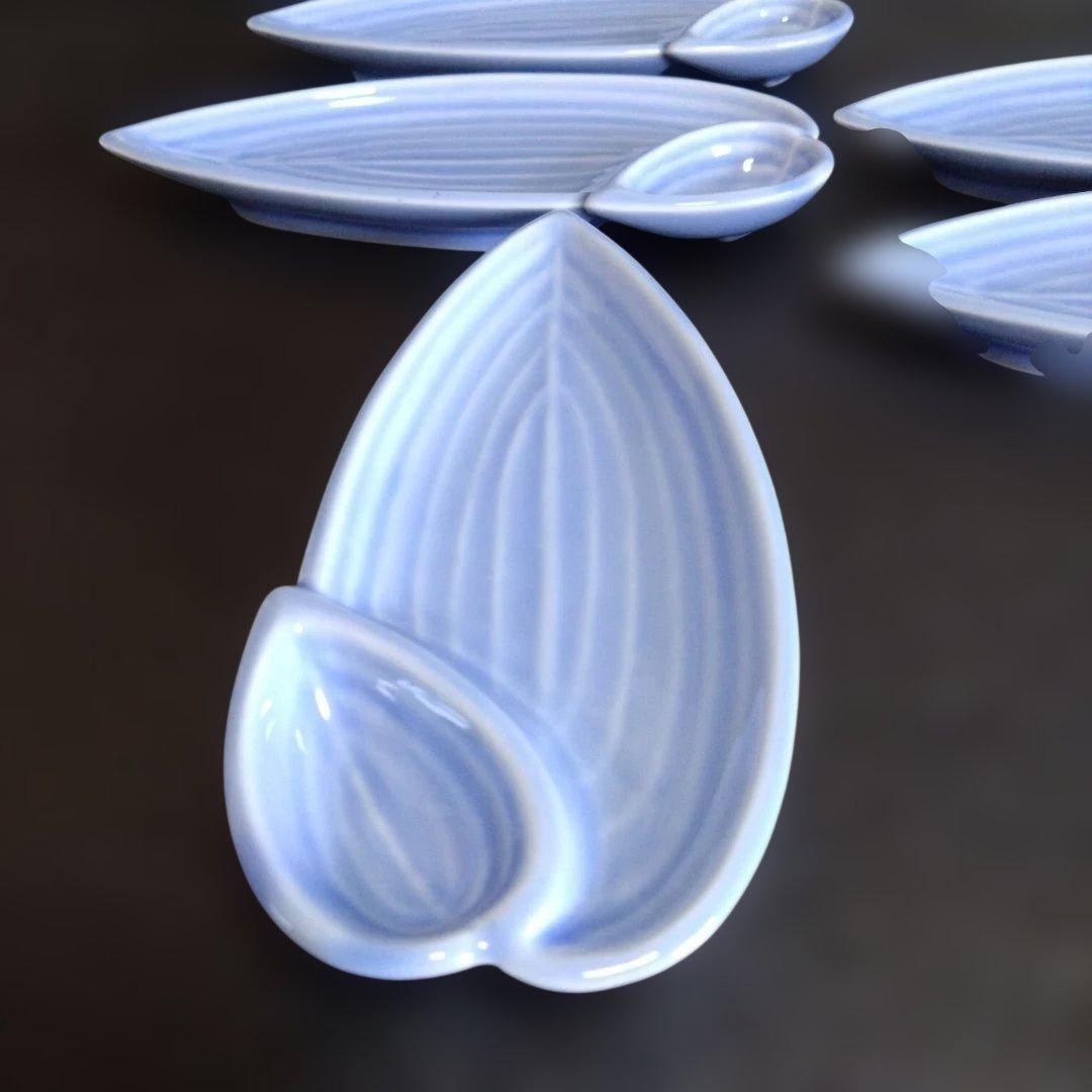 新品 三川内焼 智山窯 リーフ型皿5枚　料亭　懐石料理　レストラン