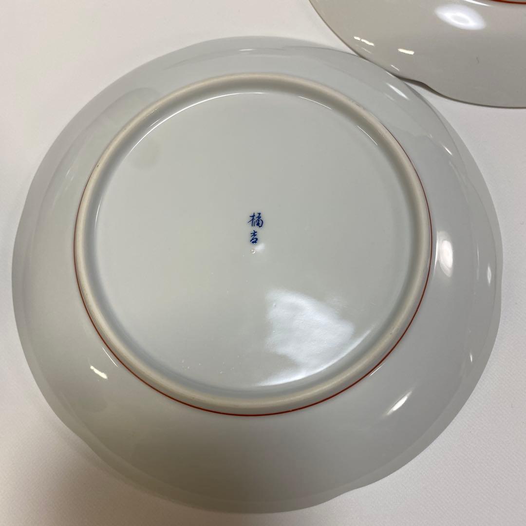 たち吉　花鳥　呉須　赤絵　金彩　丸　中皿　5枚セット　丸紋 初節句　【希少品】