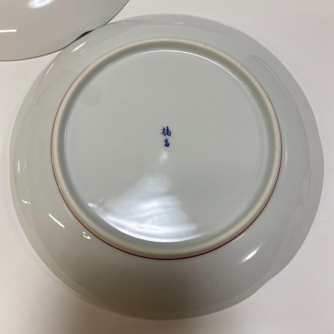 たち吉　花鳥　呉須　赤絵　金彩　丸　中皿　5枚セット　丸紋 初節句　【希少品】