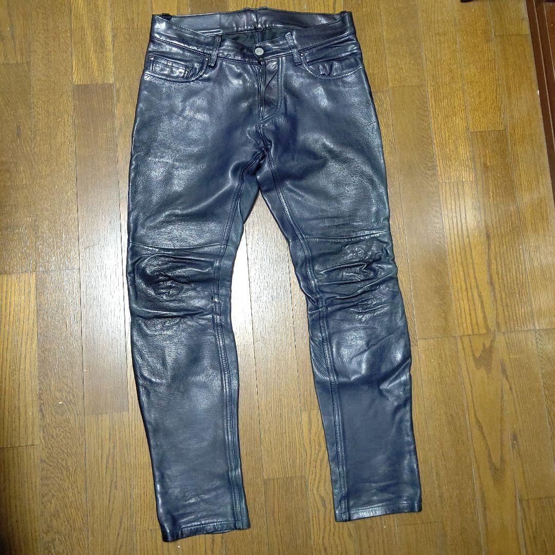 5351レザーパンツ（色ネイビー）検　メンズファッション　革パン