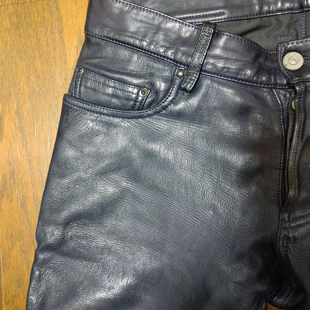 5351レザーパンツ（色ネイビー）検　メンズファッション　革パン