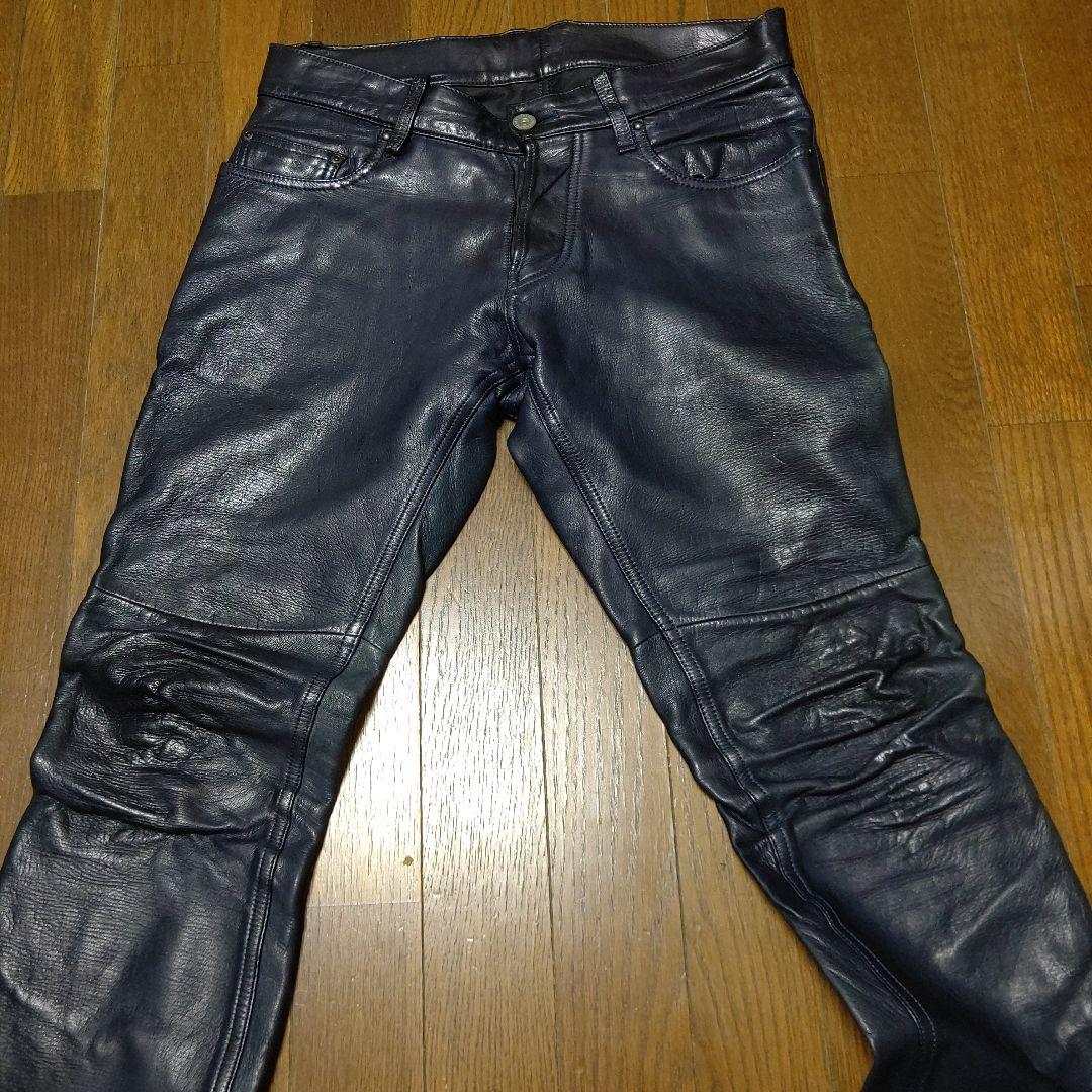 5351レザーパンツ（色ネイビー）検　メンズファッション　革パン