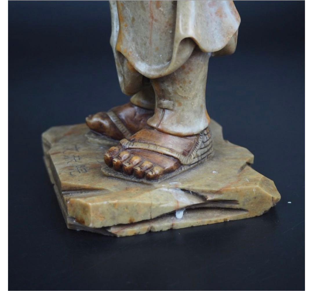 送料無料　寿山石細密彫刻　弘法大師像　高さ30ｃｍ