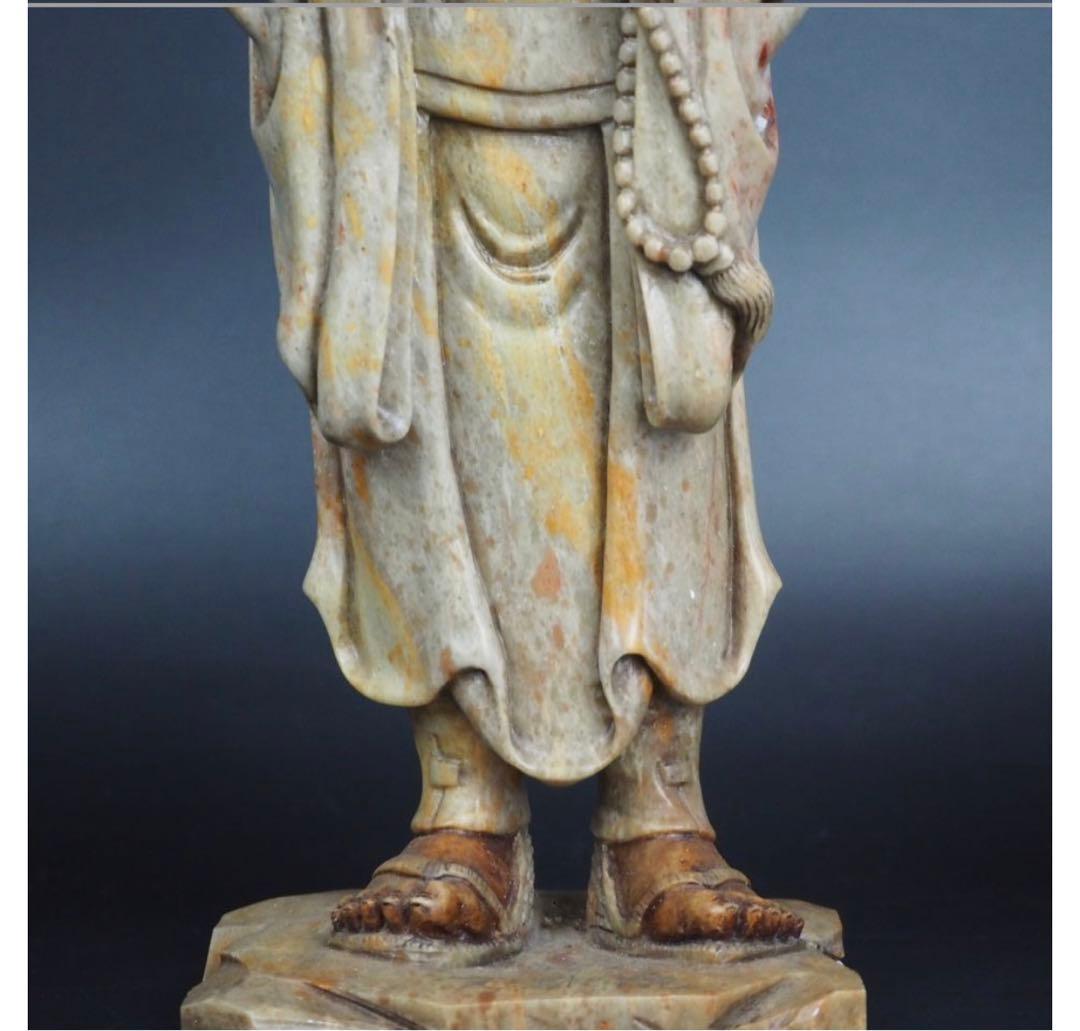 送料無料　寿山石細密彫刻　弘法大師像　高さ30ｃｍ