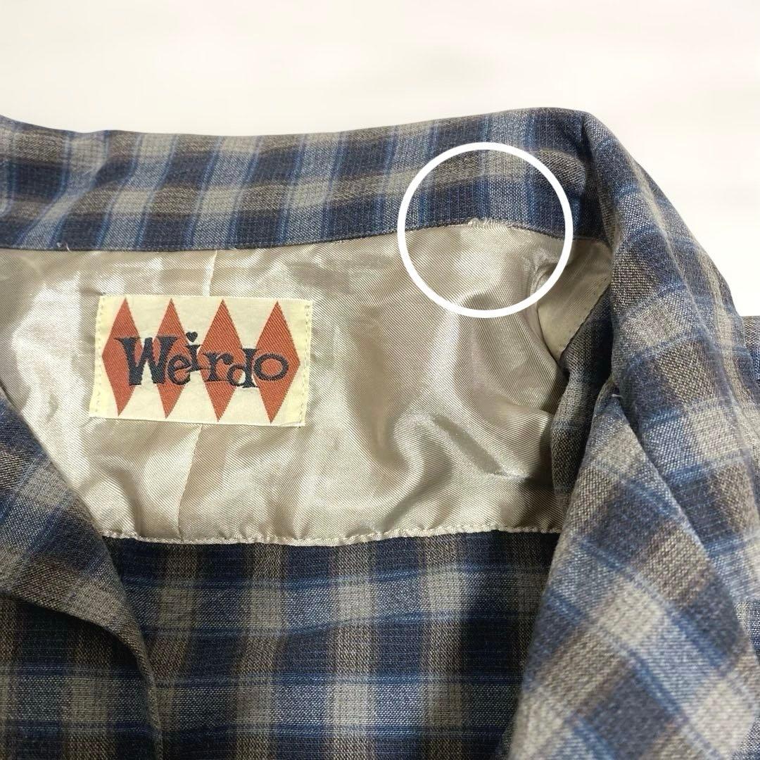 Weirdo ウィアード チェック柄オープンカラー長袖シャツ XXL