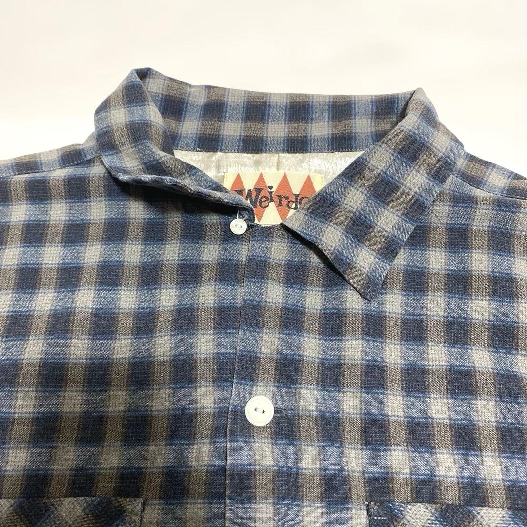 Weirdo ウィアード チェック柄オープンカラー長袖シャツ XXL