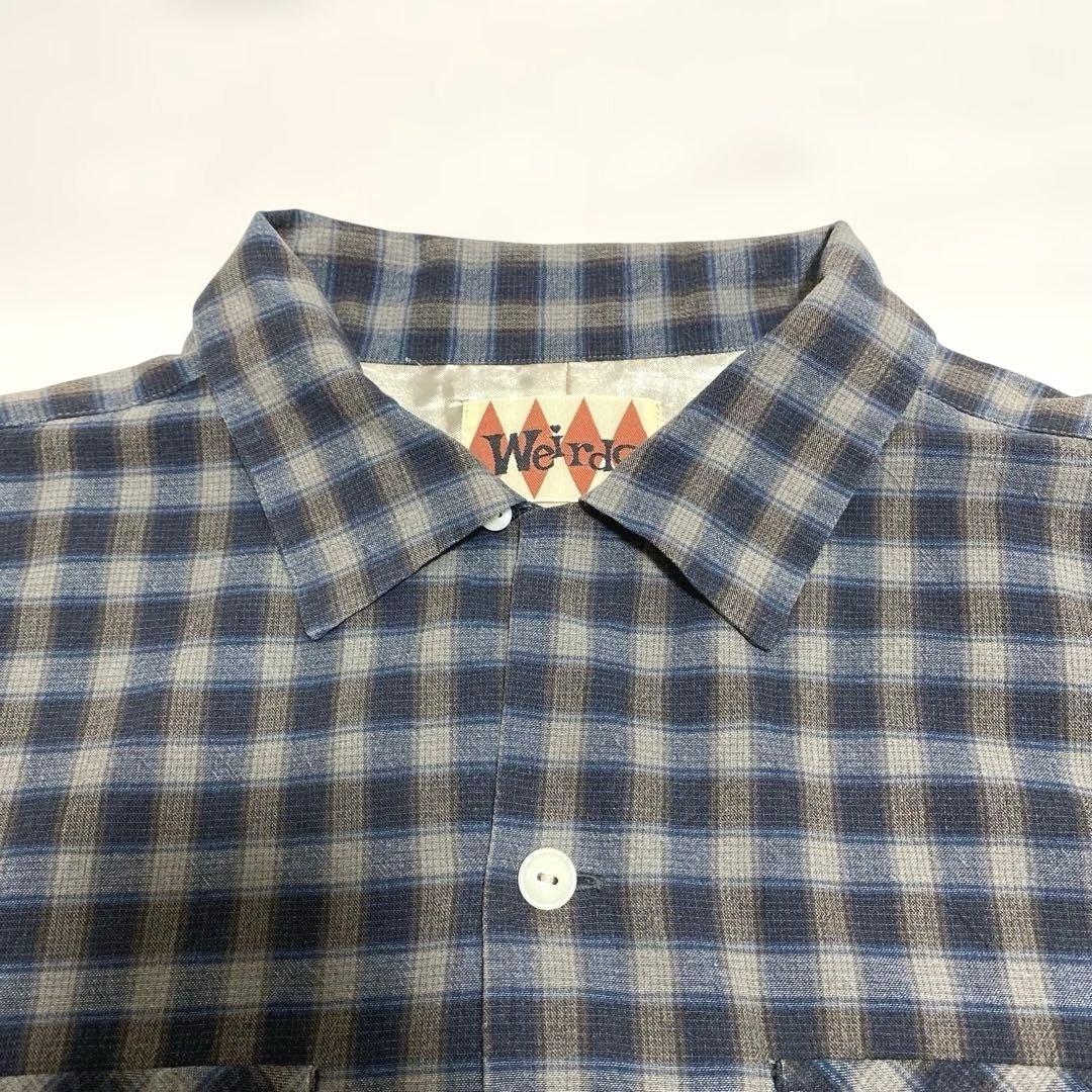 Weirdo ウィアード チェック柄オープンカラー長袖シャツ XXL