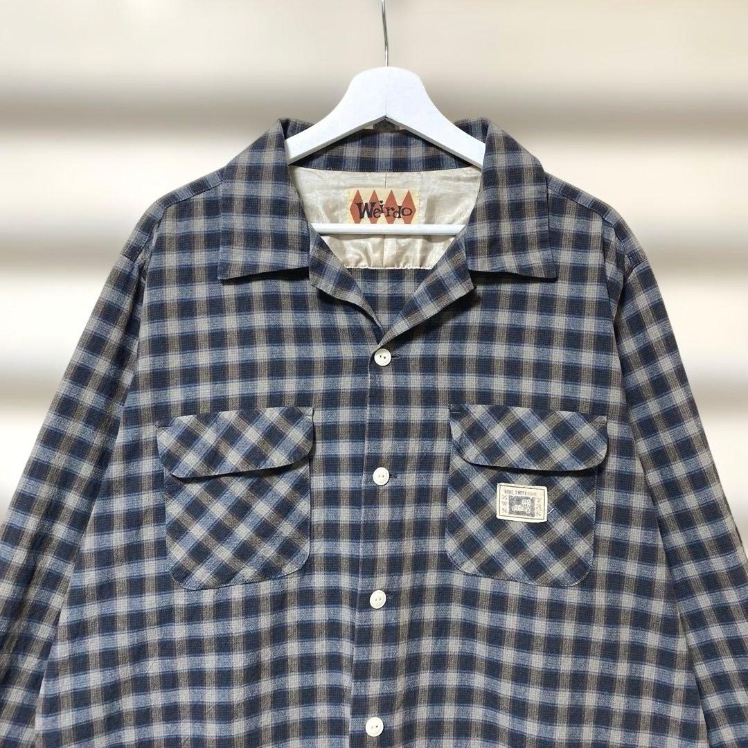 Weirdo ウィアード チェック柄オープンカラー長袖シャツ XXL