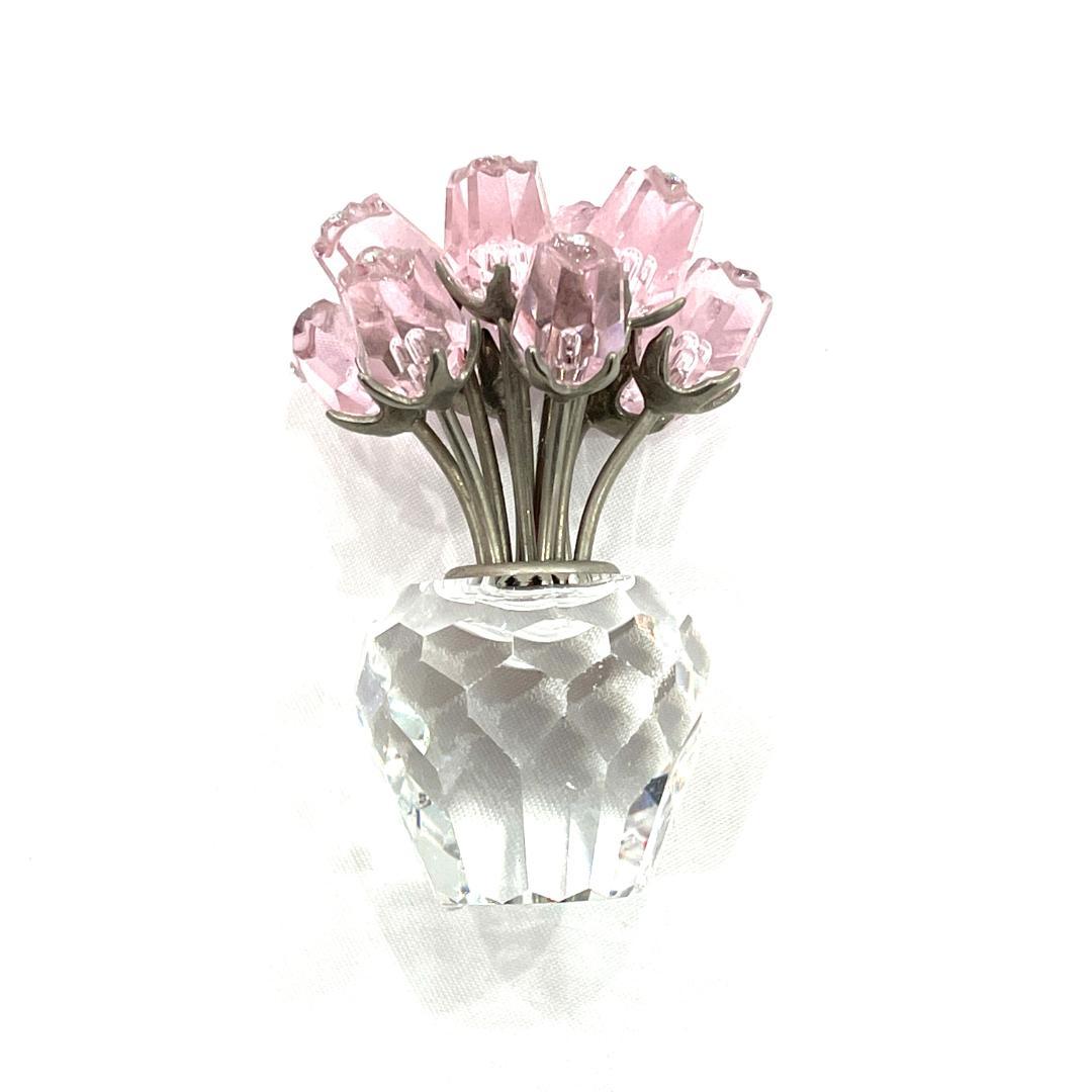 Y410-290　スワロフスキーピンクローズ　ローズポット　薔薇12本