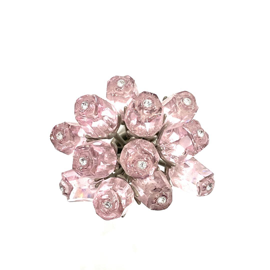 Y410-290　スワロフスキーピンクローズ　ローズポット　薔薇12本