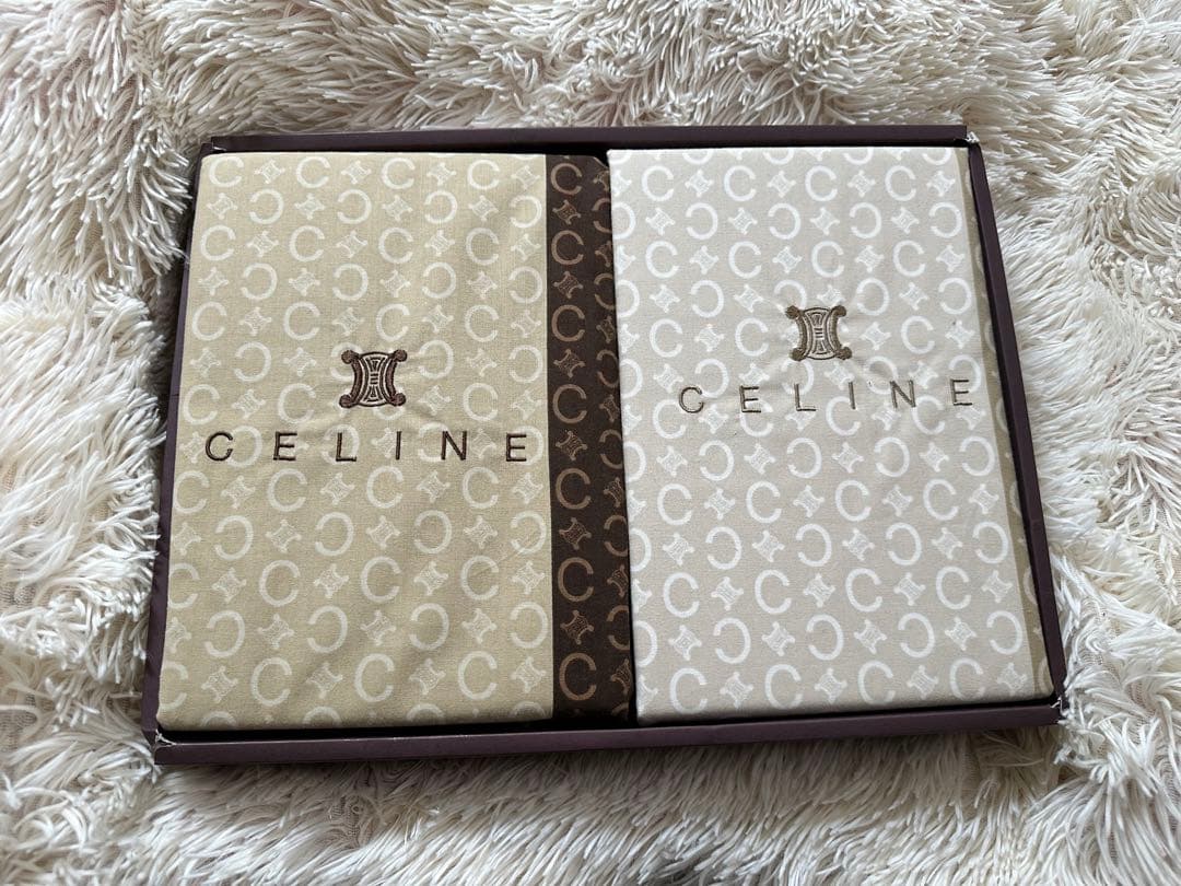 CELINE フラットシーツセット ホワイト・ベージュ