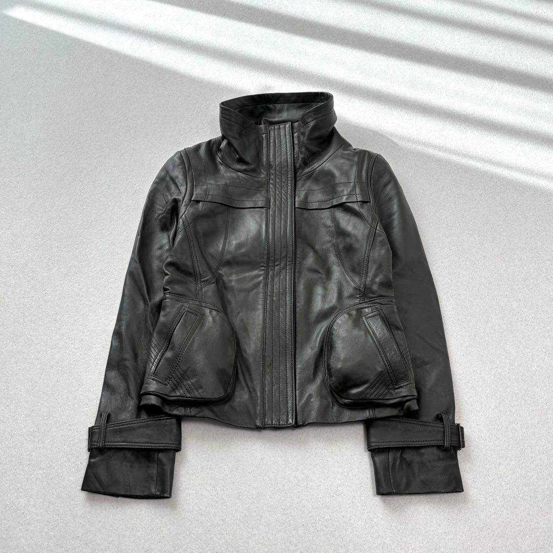 leather jacket blouson khaki 本革 短丈 Y2K