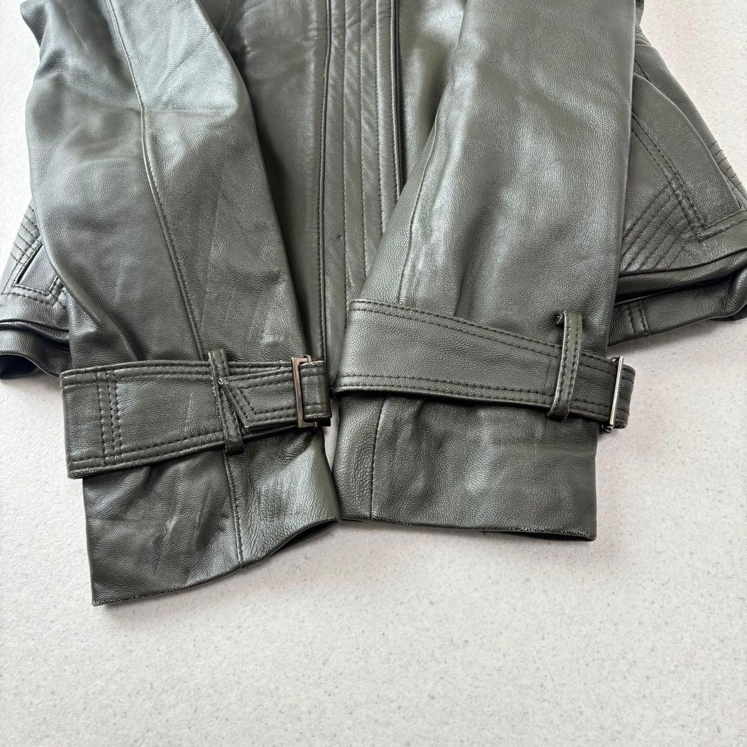 leather jacket blouson khaki 本革 短丈 Y2K