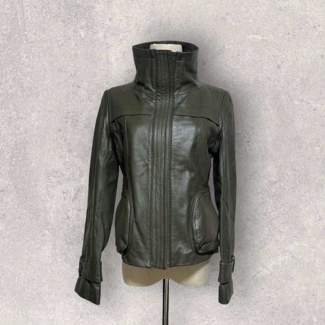 leather jacket blouson khaki 本革 短丈 Y2K